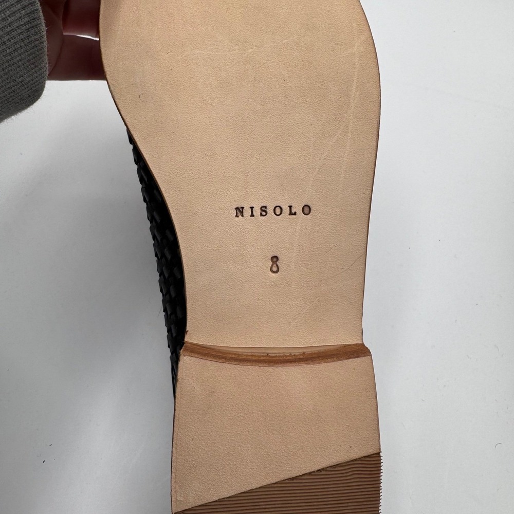 Nisolo Ama Woven Mule Black Leather Pointed Toe Slides Women's 8 New in Box - Picture 4 of 6